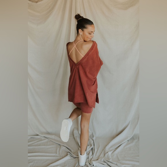 Free People Rust Oversized Top and Shorts Set - Picture 3 of 6